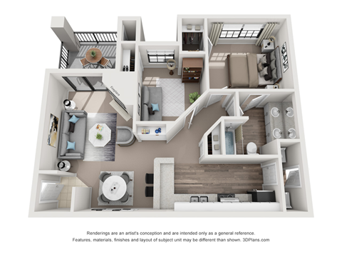 Two Bedroom One Bathroom Floorplan 841